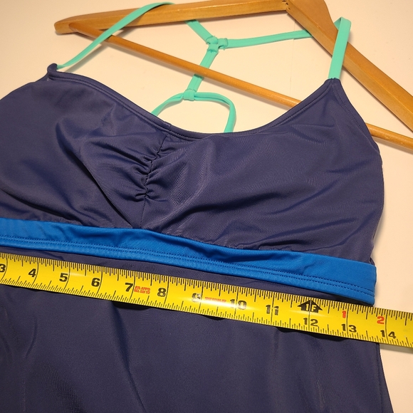 Title Nine Underwired Tankini Top Size 38C Removable Pads Blue - Picture 3 of 6